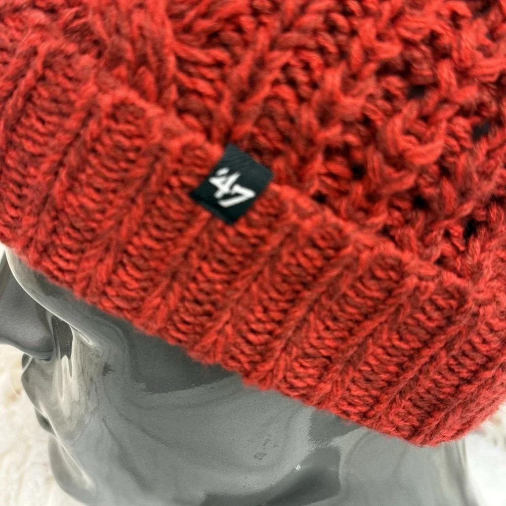 47' NFL Kansas City Chiefs Women's Cable Knit Beanie Hat Cap Football w/ Pom Pom